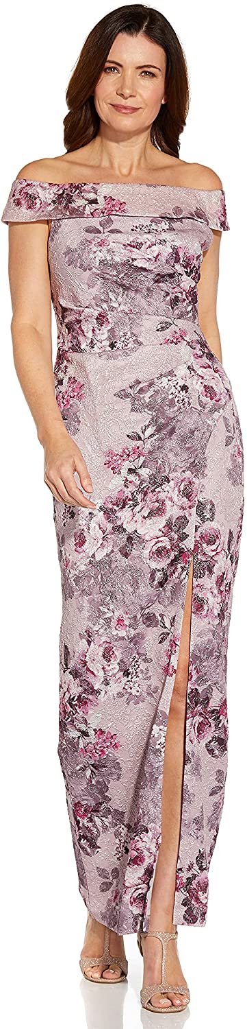 adrianna papell women's matelasse column gown