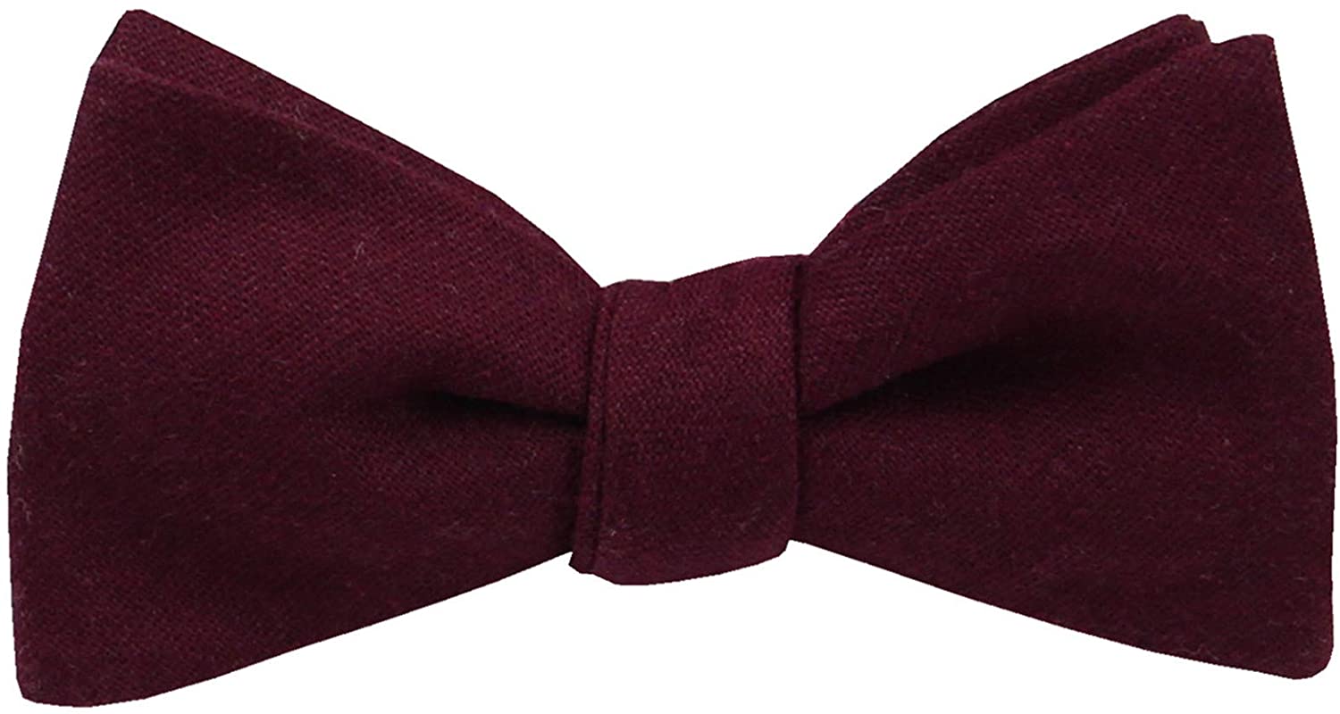 Mens Solid Linen Self Tie Bow Ties Wedding Classic Butterfly Bowties Various Colors