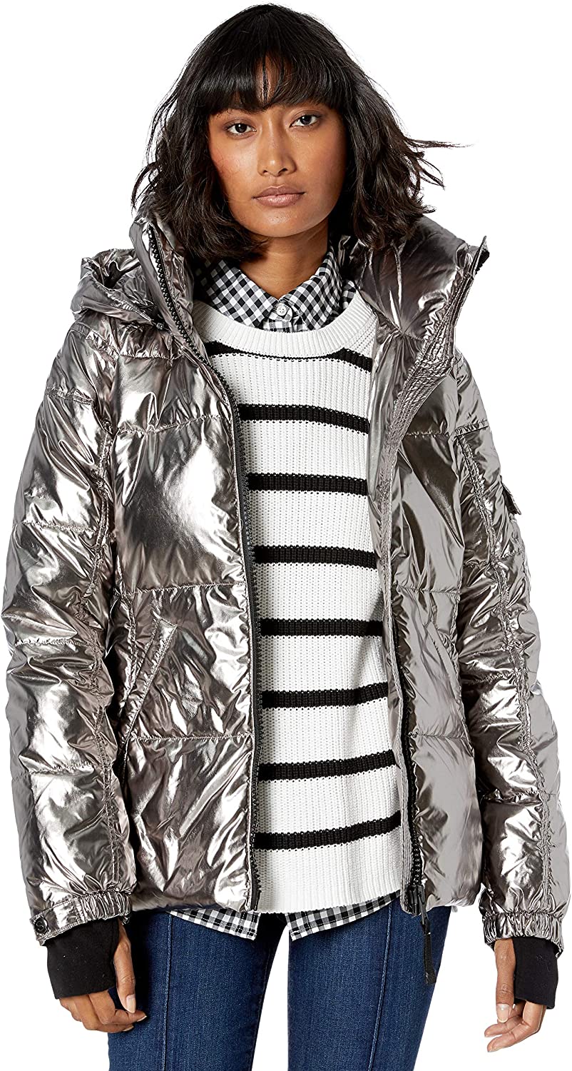 Women's Metallic Silver Down Puffer Jacket