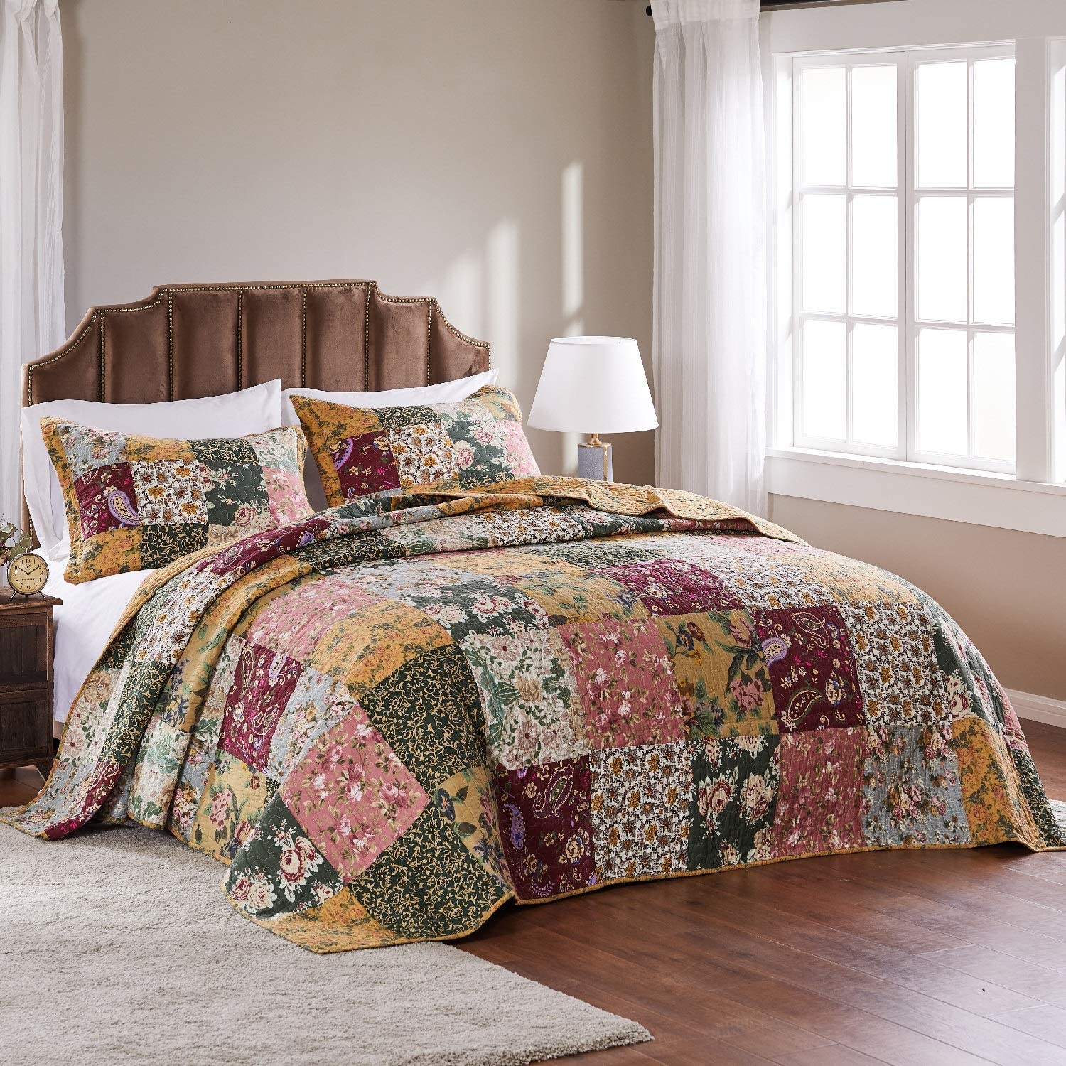 3 Piece Oversized King Bedspread Quilt Set to The Floor, French Country ...