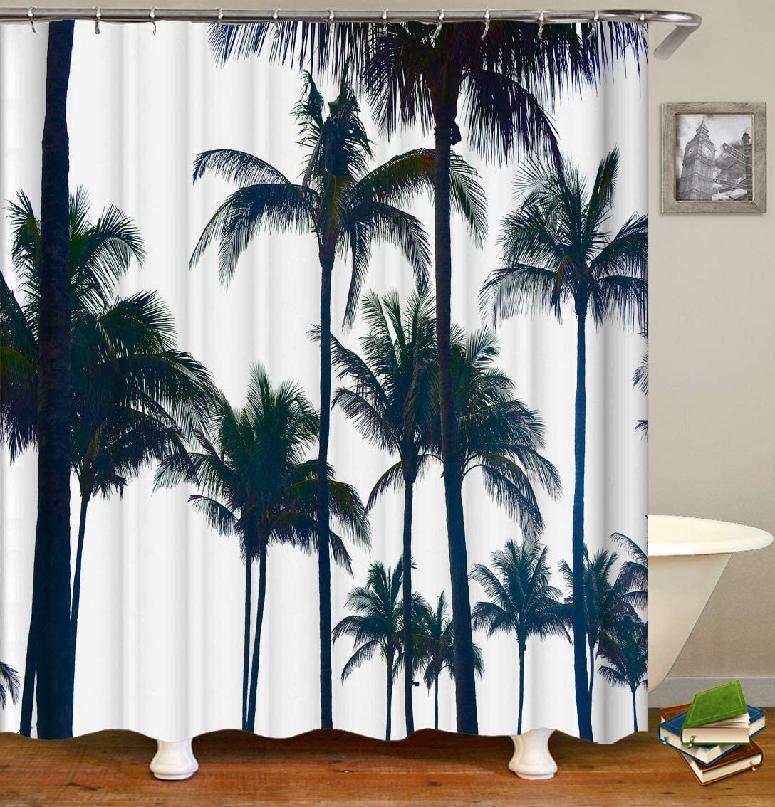 thumbnail 9 - Julifo Shower Curtain Black and Grey Polyester Fabric Bathroom Curtain Waterproo