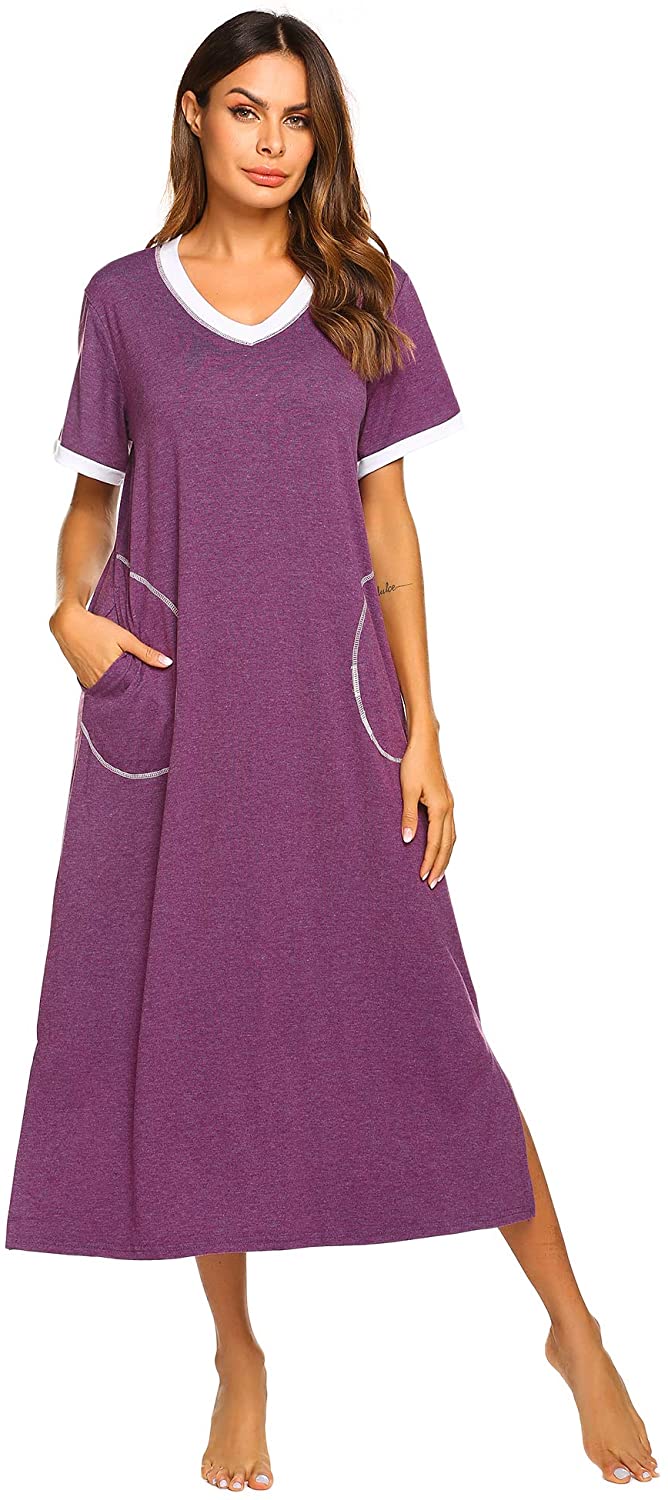 Ekouaer Loungewear Long Nightgown Women's Ultra-Soft Nightshirt Full ...