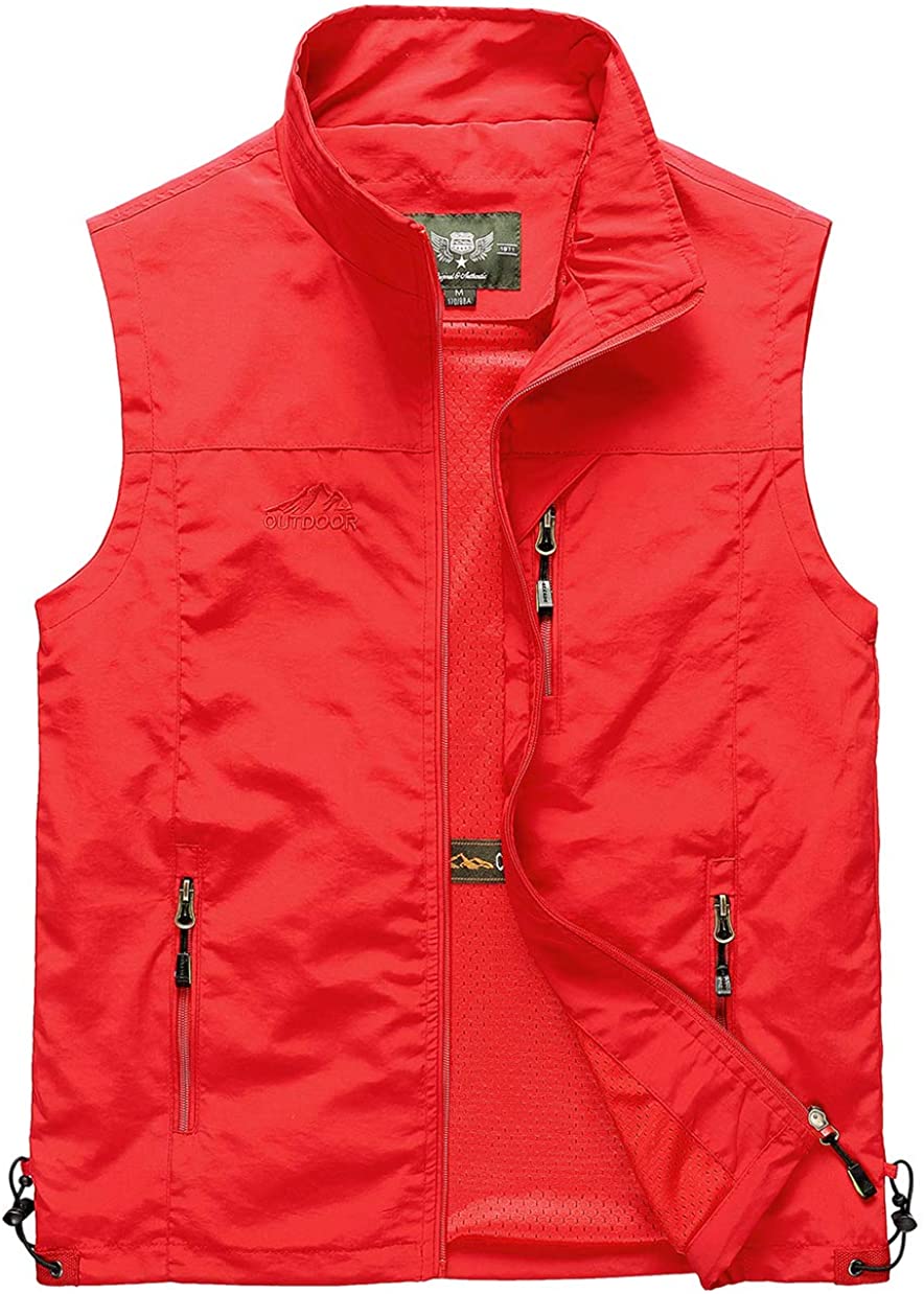 Duyang Mens Casual Outdoor Lightweight Quick Dry Fish Travel Work Safari Vest 