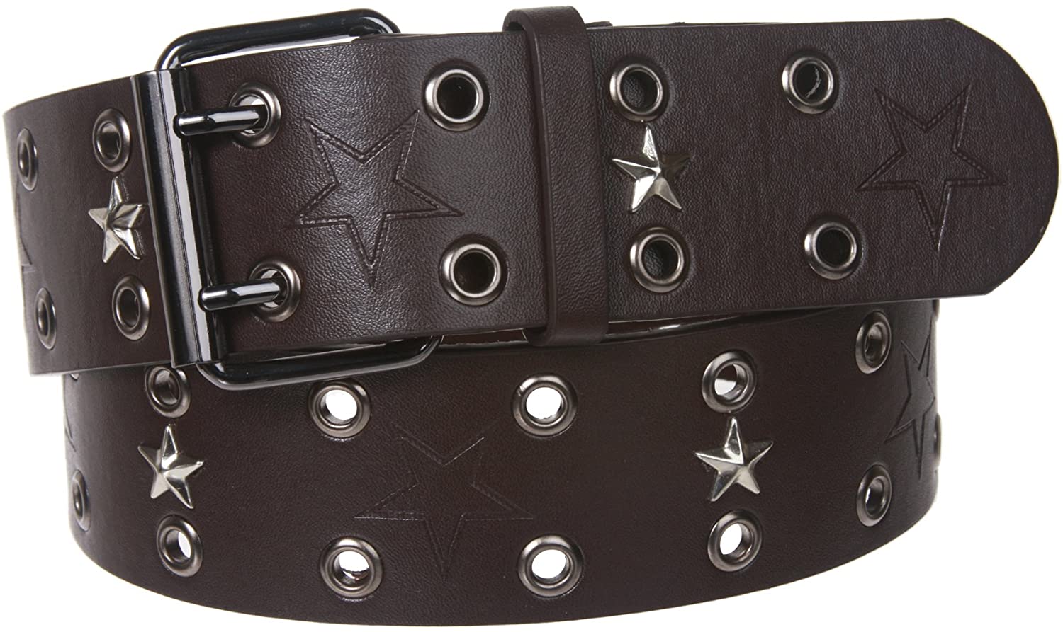 Men's Double Prong Star Studded Leather Belt | eBay