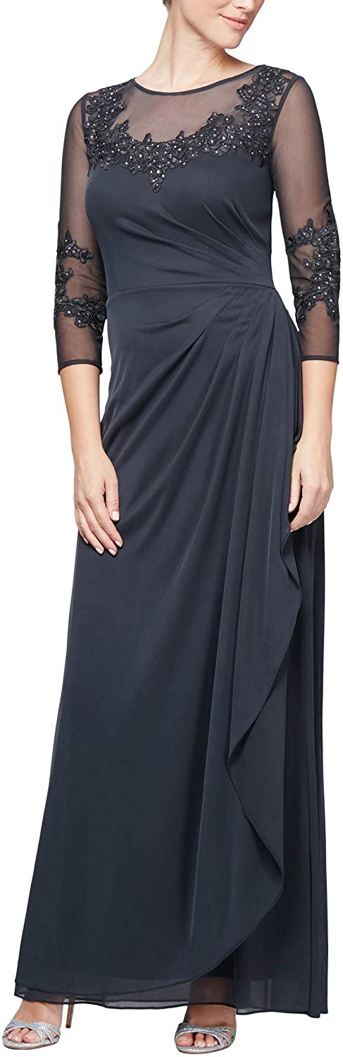 Alex Evenings Women s Long A line Sweetheart Neck Dress Petite