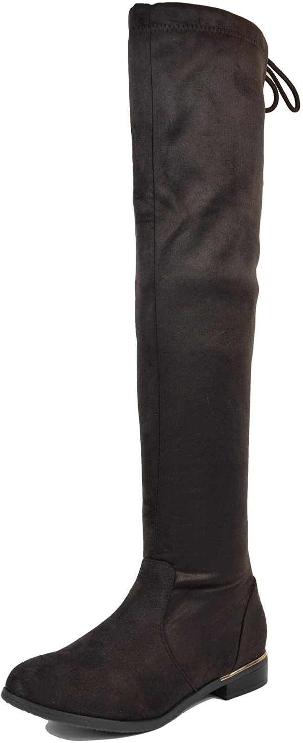 DREAM PAIRS Women OVERIDE Comfort Low Heel Thigh High Over The Knee Flat Boots 