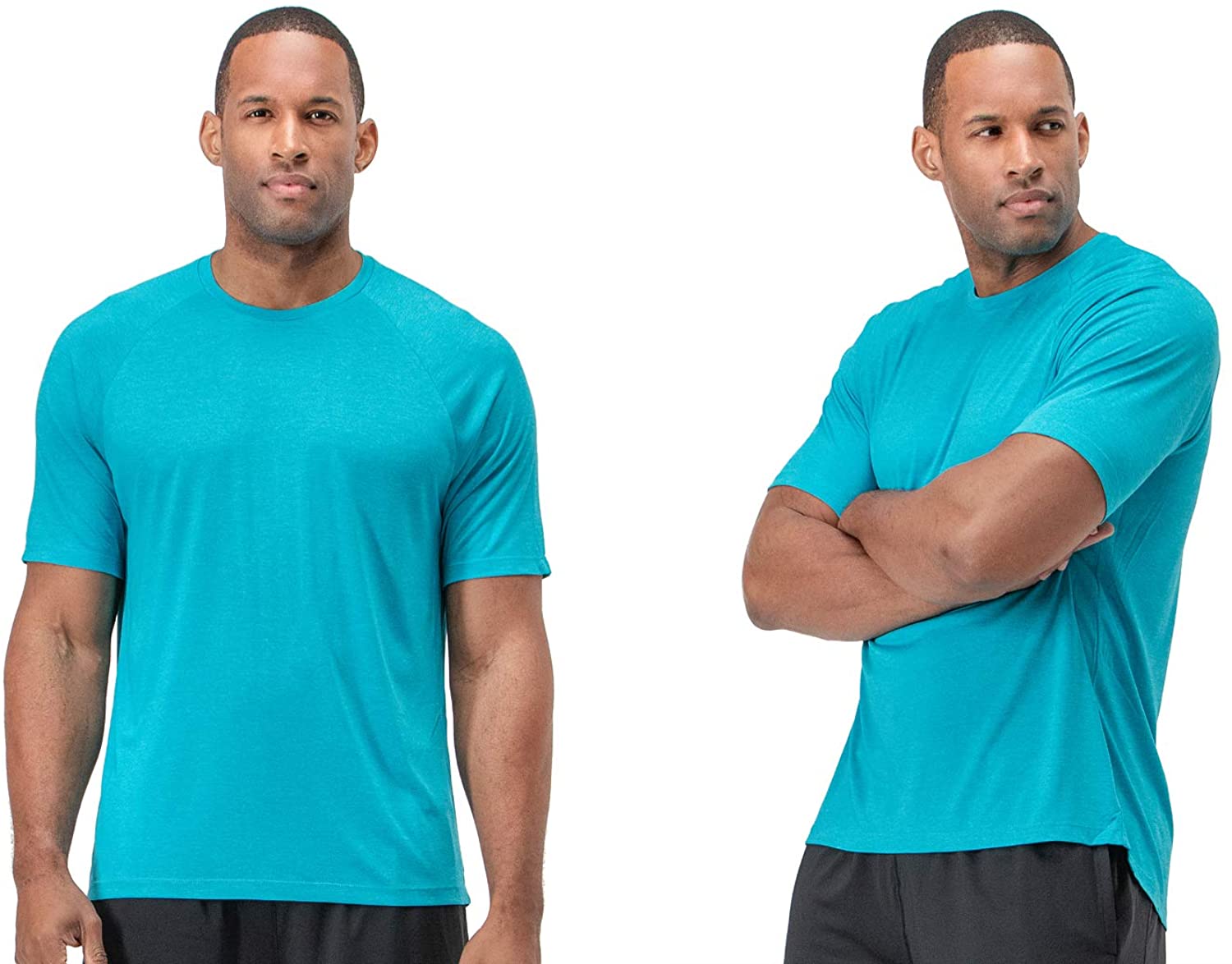 DEVOPS Men's 2 Pack UPF 50 Sun Protection Moisture Wicking Cool Dri-Fit Short Sleeve Workout T-Shirts 
