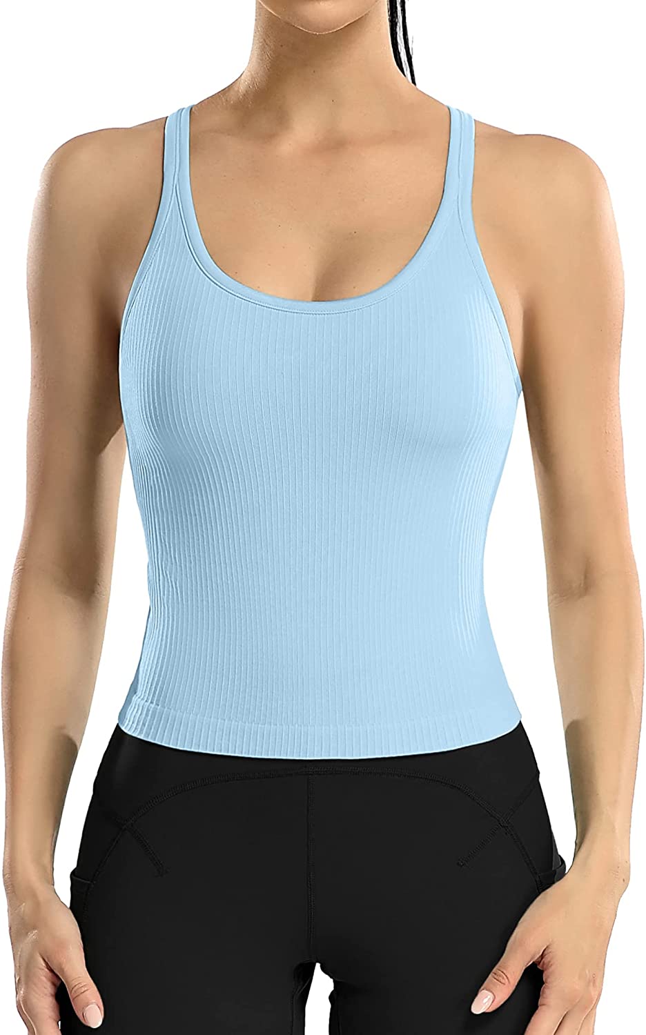 ATTRACO Ribbed Workout Tank Tops for Women with Built in Bra Tight  Racerback Scoop Neck Athletic Top : : Clothing, Shoes & Accessories