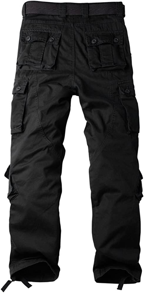 OCHENTA Men's Cotton Military Cargo Pants, 8 Pockets Work Combat ...