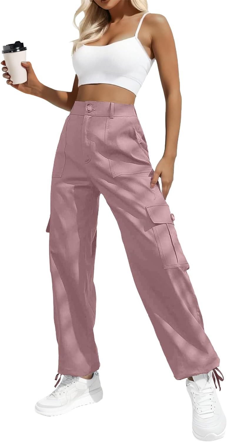 Pink Cargo Pants Highwaisted