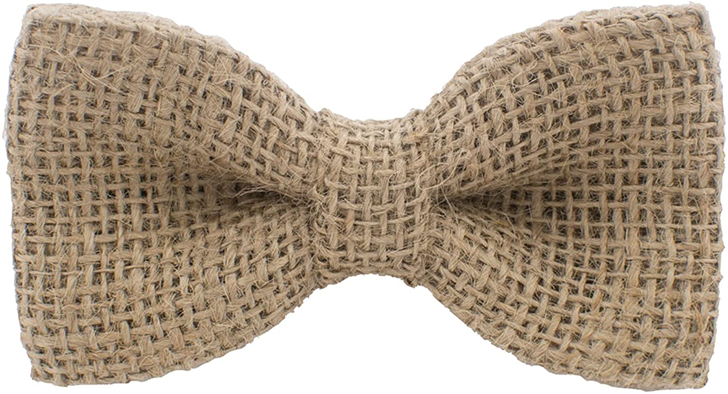 by Bow Tie House Rustic Pre-Tied Bow Tie in 100% Burlap Hessian for Adults & Children Linen Hemp Bagging 