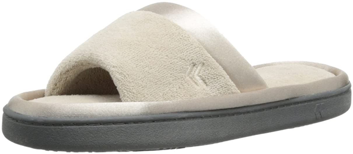 isotoner Women s Microterry Slide Slipper with Satin Trim eBay