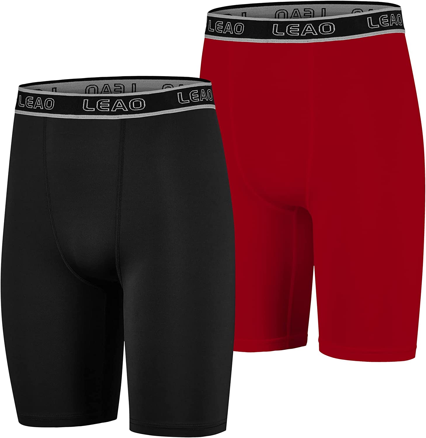 LEAO Youth Boys Compression Shorts 2-pack Performance Athletic