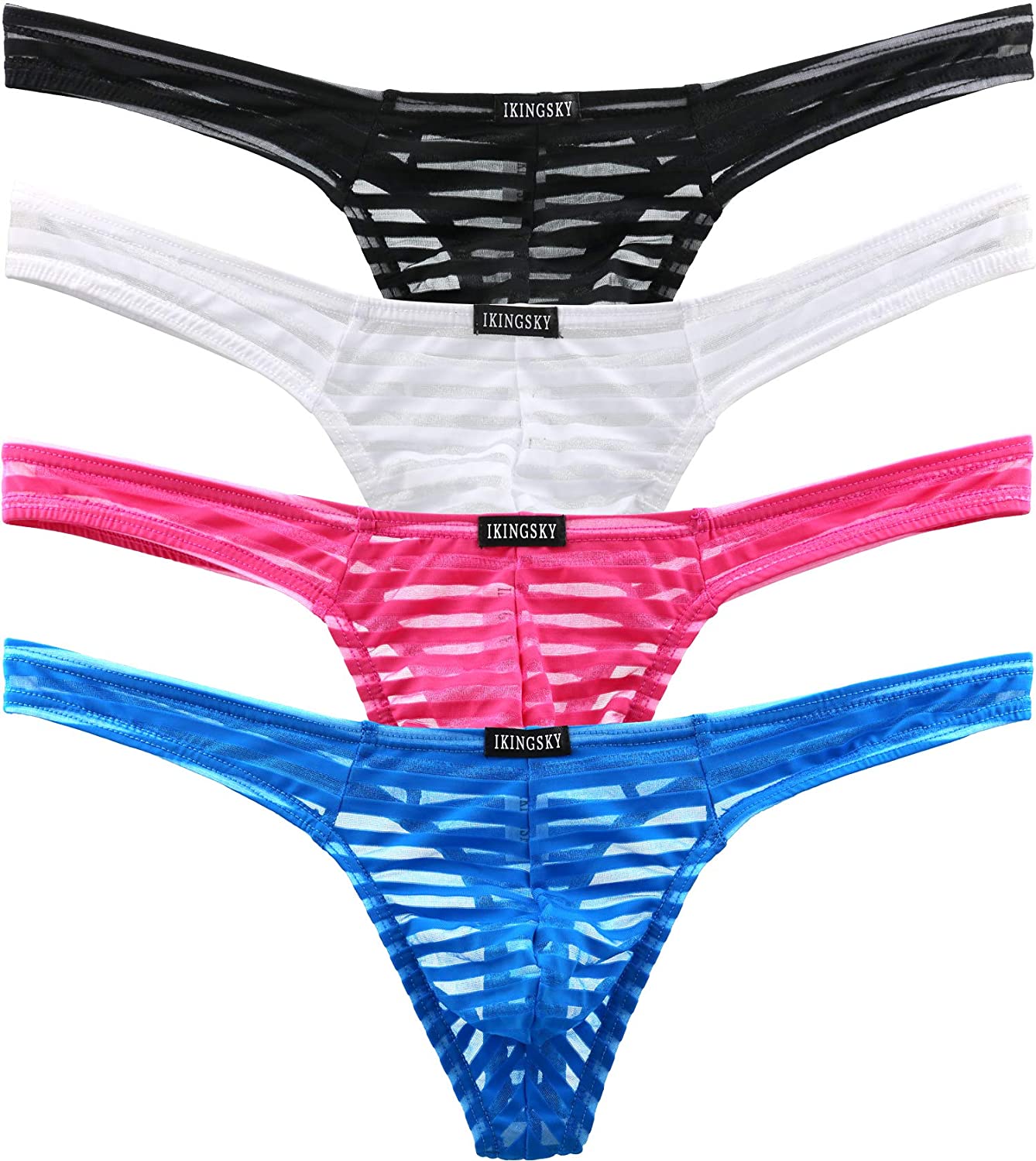 iKingsky Men's Sexy Transprant Thong Underwear Low Rise See Through ...