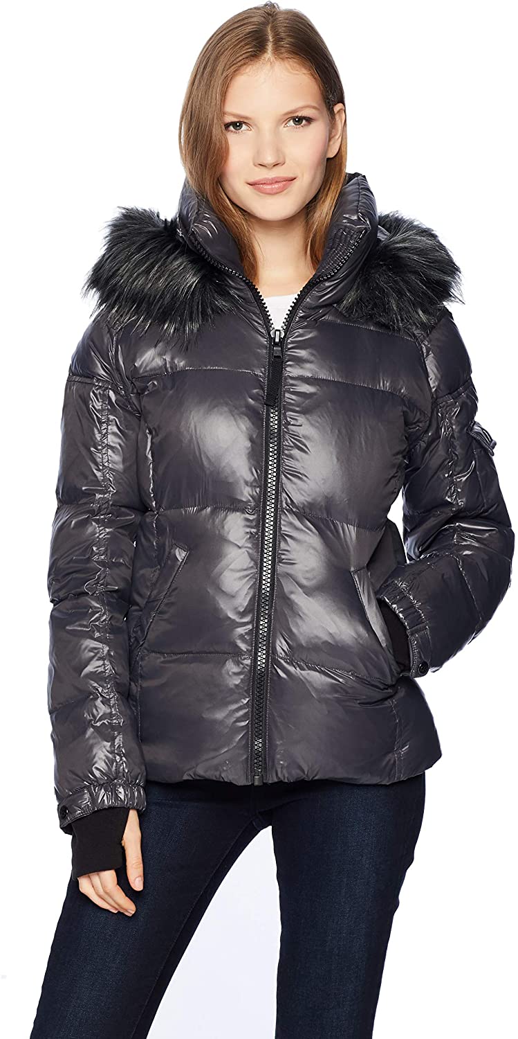 Kylie faux fur deals trim gloss puffer jacket