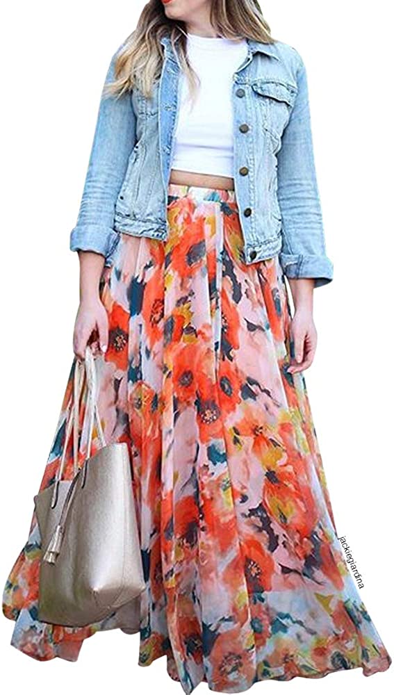 CHICWISH Women's Floral Watercolor Flower Maxi Floral Chiffon Slip