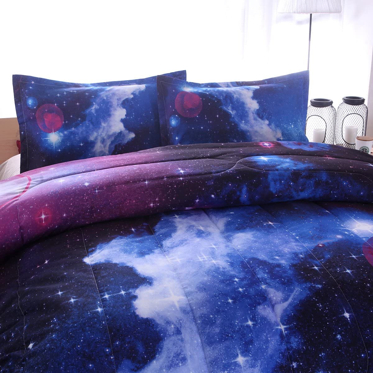 NTBED Galaxy Comforter Set Full Size with 2 Matching ...