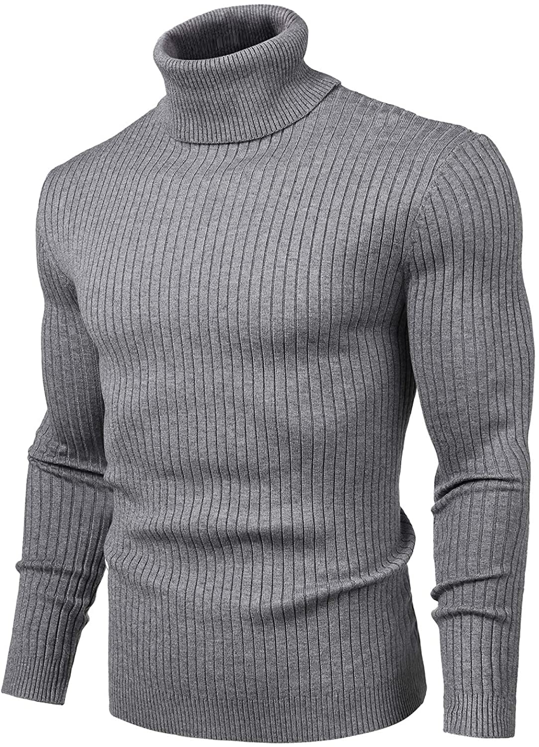 xiaohuoban Mens Fashion Turtleneck Pullover Sweater Knitted Slim Fit Sweater