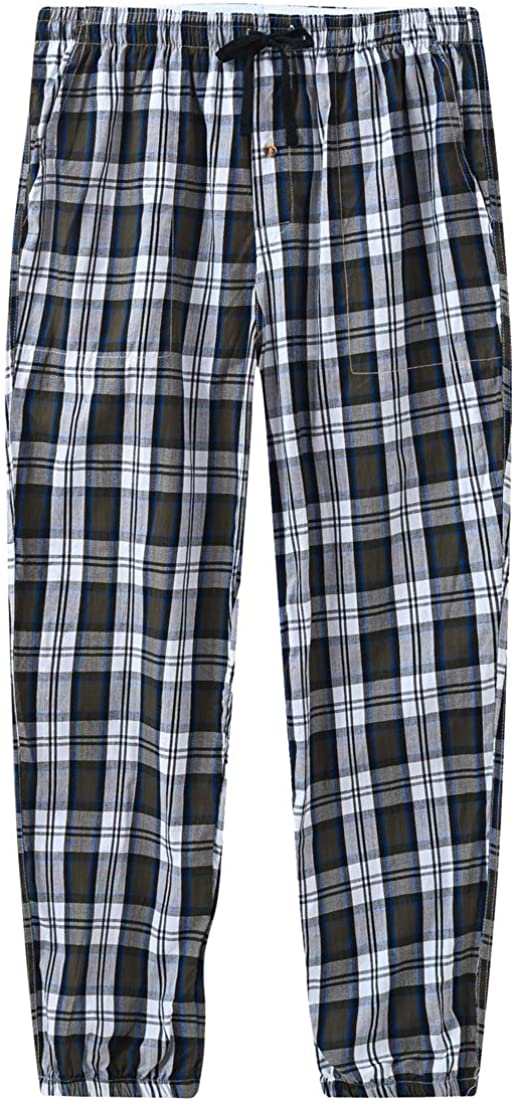 JINSHI Mens Cotton Plaid Lounge Shorts Pyjama Bottoms