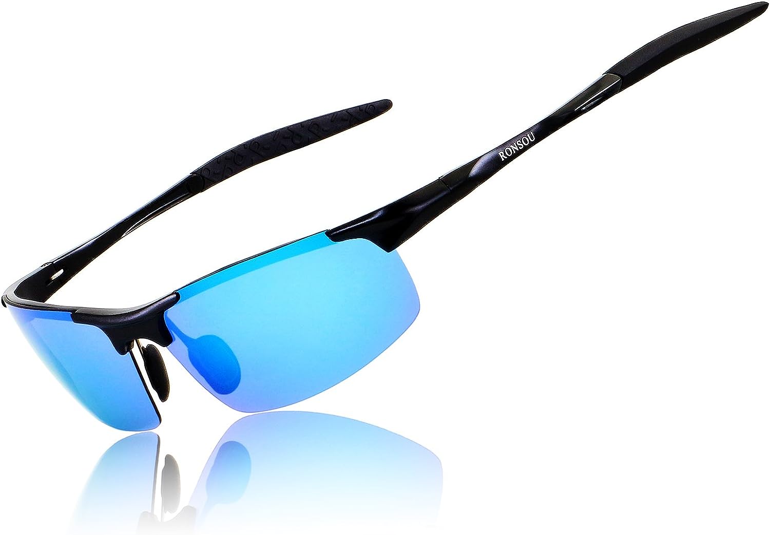 RONSOU Mens Sunglasses Polarized Sport UV Protection Ultralight Al Mg  Sunglasses for Men Fishing Driving Golf Black Frame Gray Lens price in UAE,  UAE