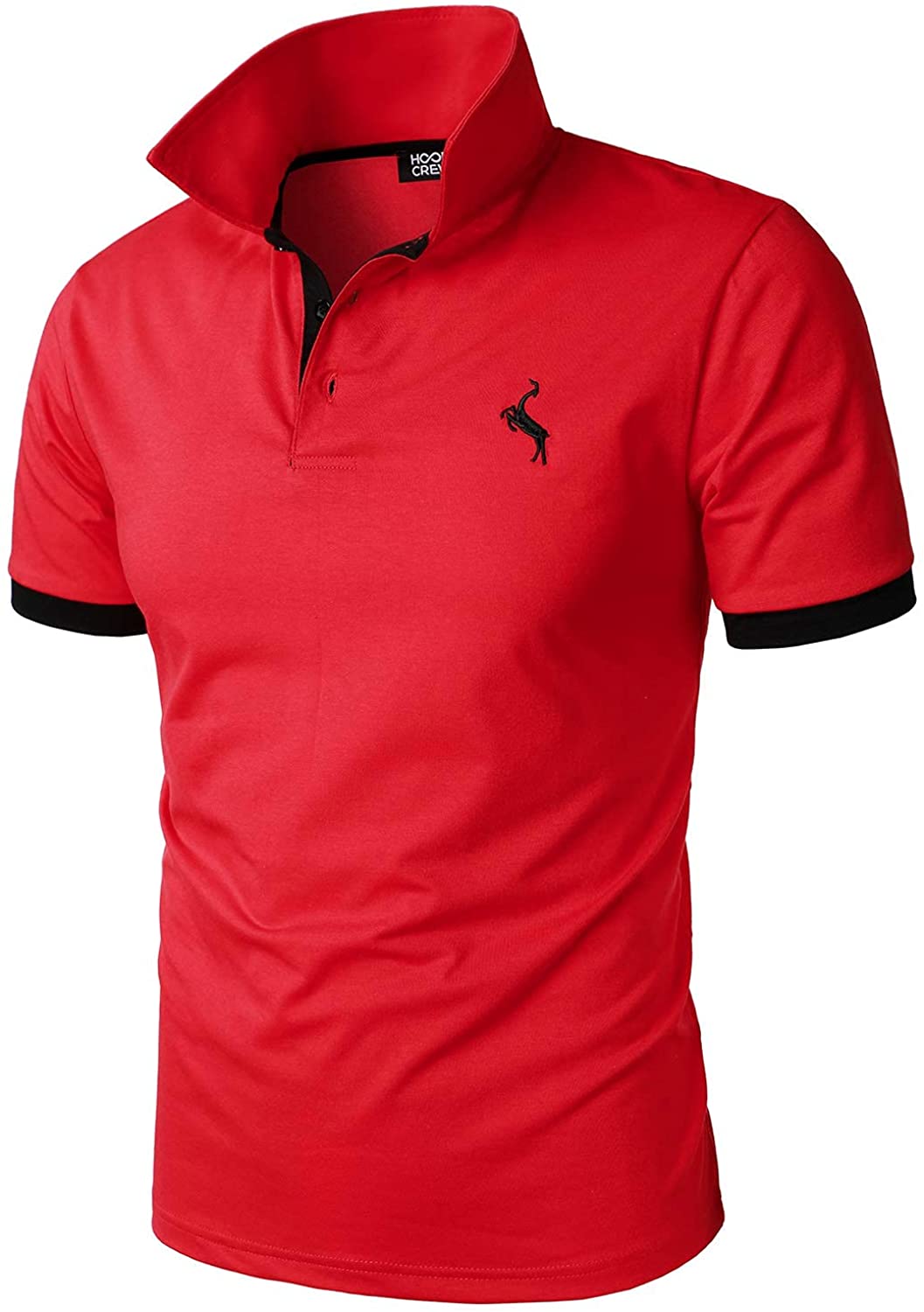 HOOD CREW Men’s Classic Polo Shirt Short Sleeve Shirts Lightweight Casual Tops 