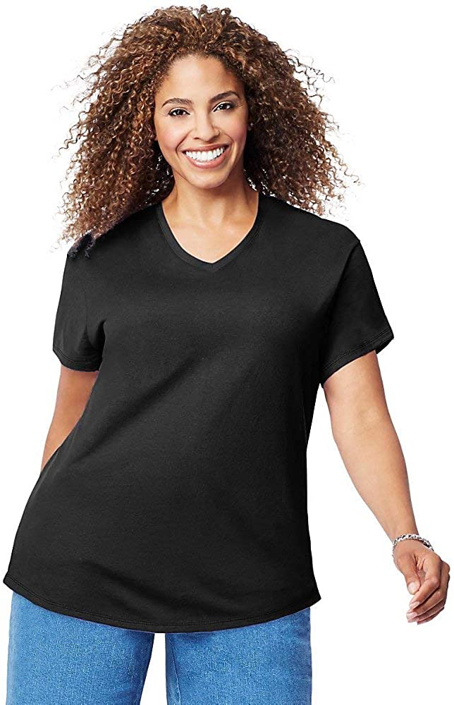 Just My Size Women's Plus-Size Short-Sleeve V-Neck T-Shirt | eBay