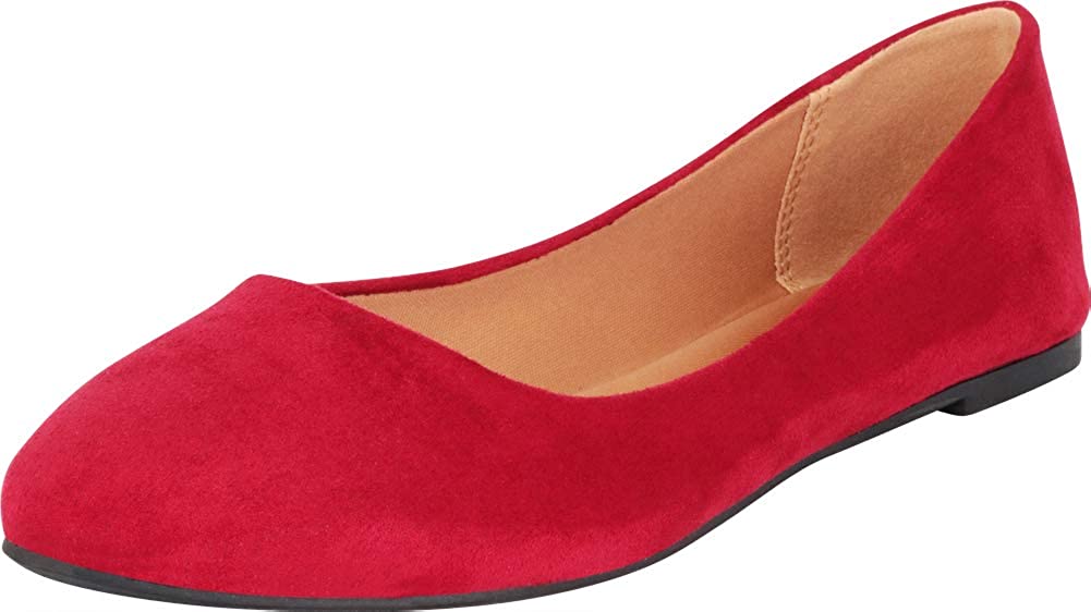 Cambridge Select Womens Slip-On Pointed Cutout Toe Bow Ballet Flat