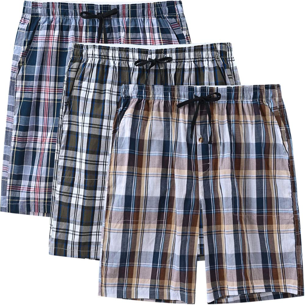 MoFiz Men's Sleepwear Shorts Pajama Bottom Lounge Short Plaid