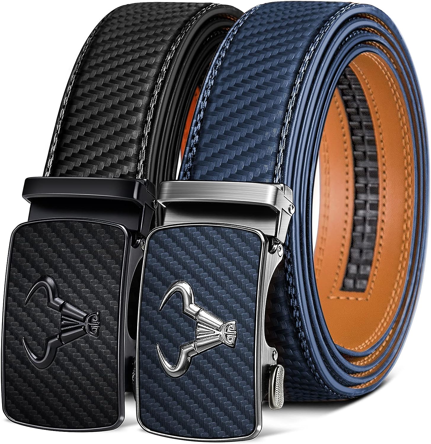 BULLIANT Men belt 2Pack Leather Ratchet Belt for Men Dress Casual Jeans1 3 8