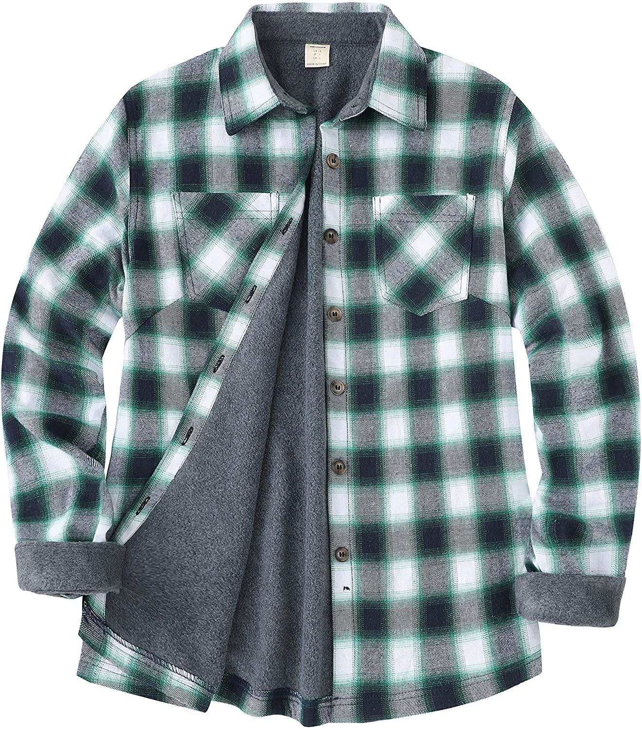 ZENTHACE Women's Thermal Fleece Lined Plaid Button Down Flannel Shirt  Jacket : : Clothing, Shoes & Accessories