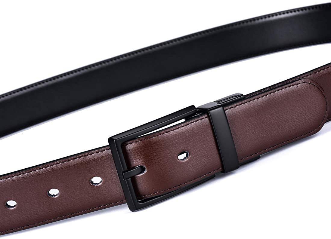 thumbnail 6 - Beltox Fine Men&#039;s Dress Belt Leather Reversible 1.25&#034; Wide Rotated Buckle Gift B
