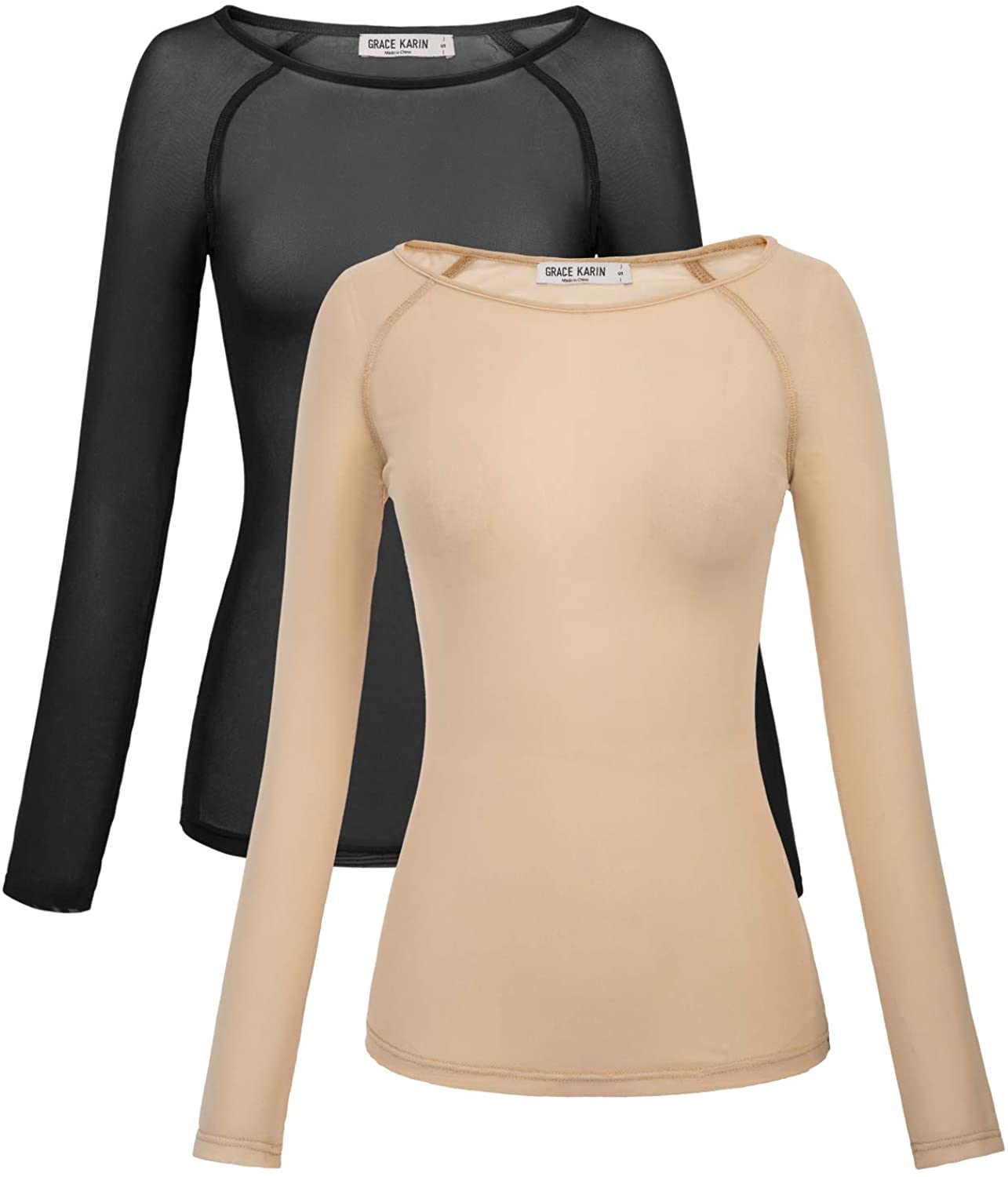 GRACE KARIN Women's Mesh Long Sleeve Top High Stretch Mesh Sheer Crop Top  Blouse S Black : : Clothing, Shoes & Accessories