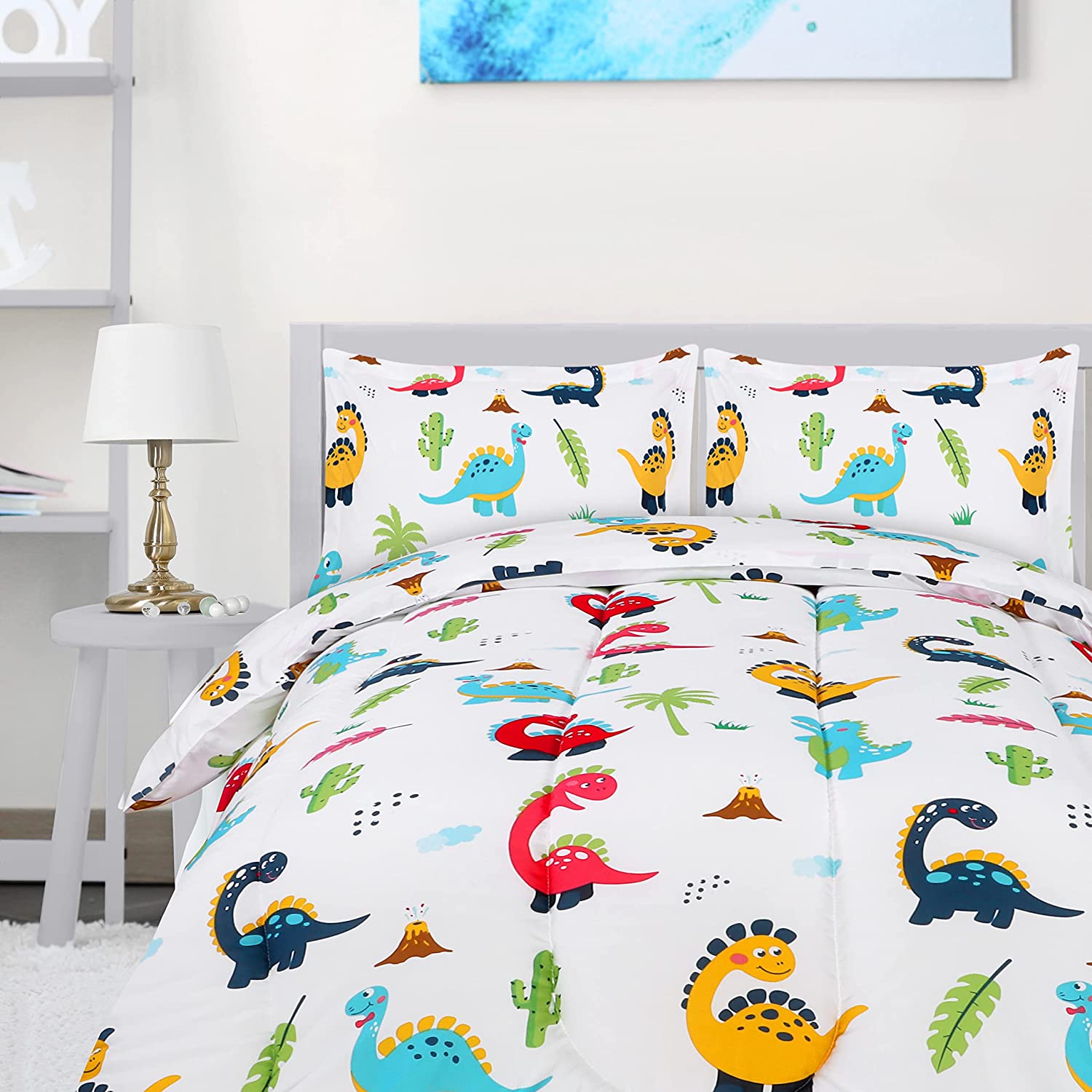 Utopia Bedding All Season Dinosaur Comforter Set with 2 Pillow Cases - 3  Piece B