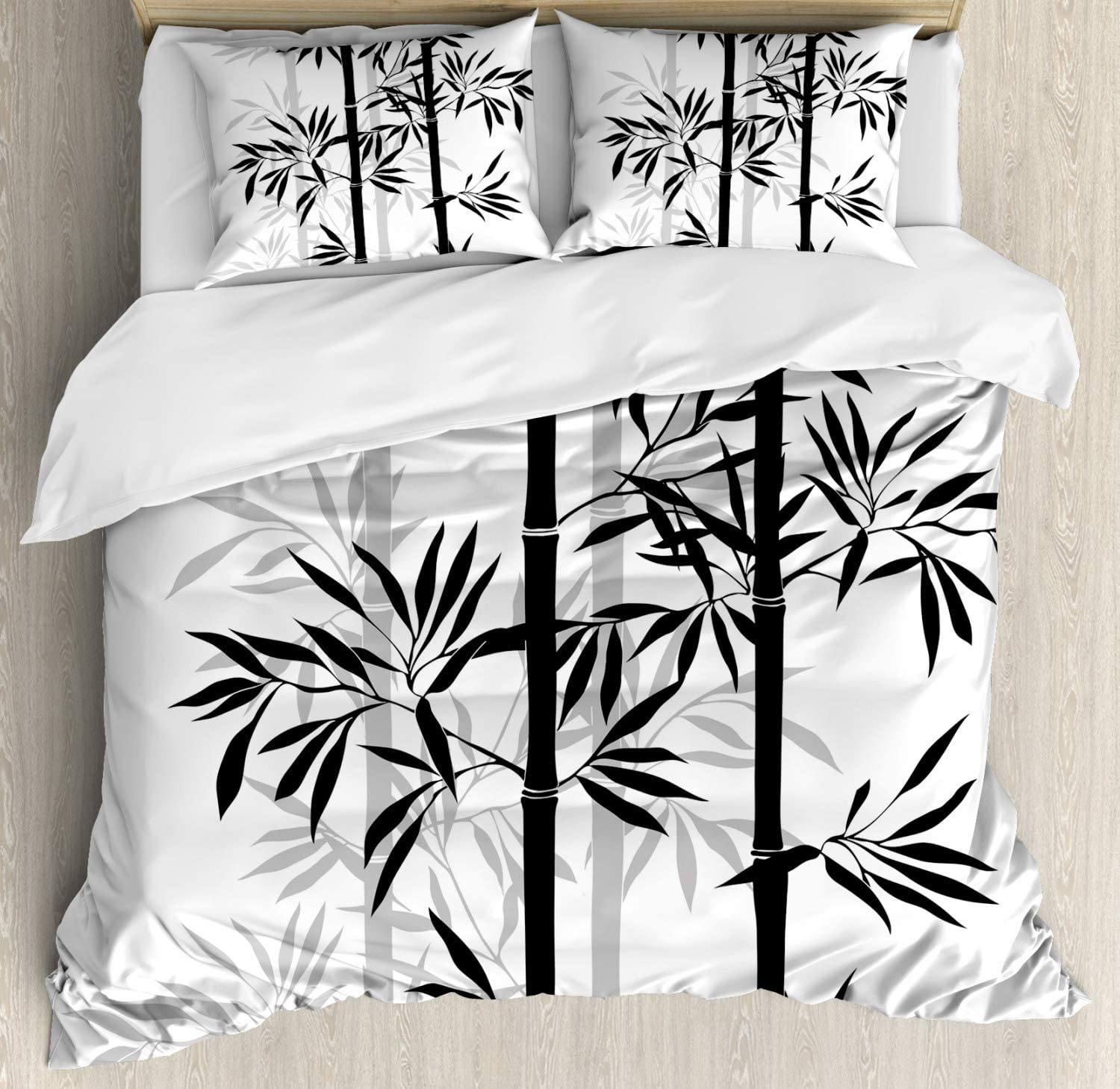 Ambesonne Tree of Life Duvet Cover Set Silhouette of Bamboo Tree Leaves Japanes