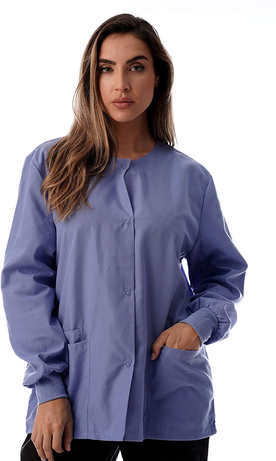 Just Love Womens Solid Medical Scrub Jacket Nurse Uniform Lab Coat