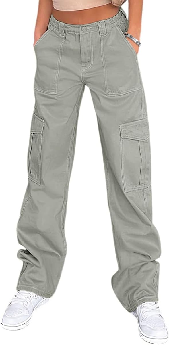 Lepunuo Cargo Pants for Women High Waisted Casual Pants Baggy Stretchy Wide  Leg