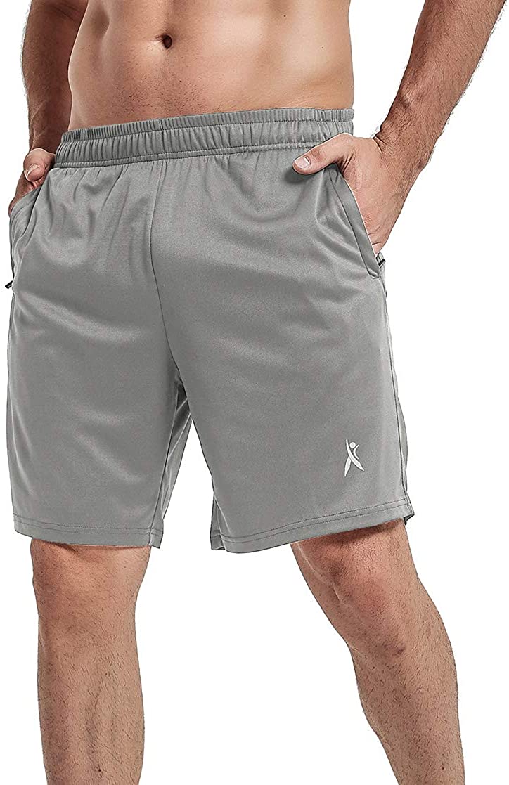 Priessei Men's 7 Workout Running Shorts Athletic Lightweight Gym Shorts with Zip Pockets 