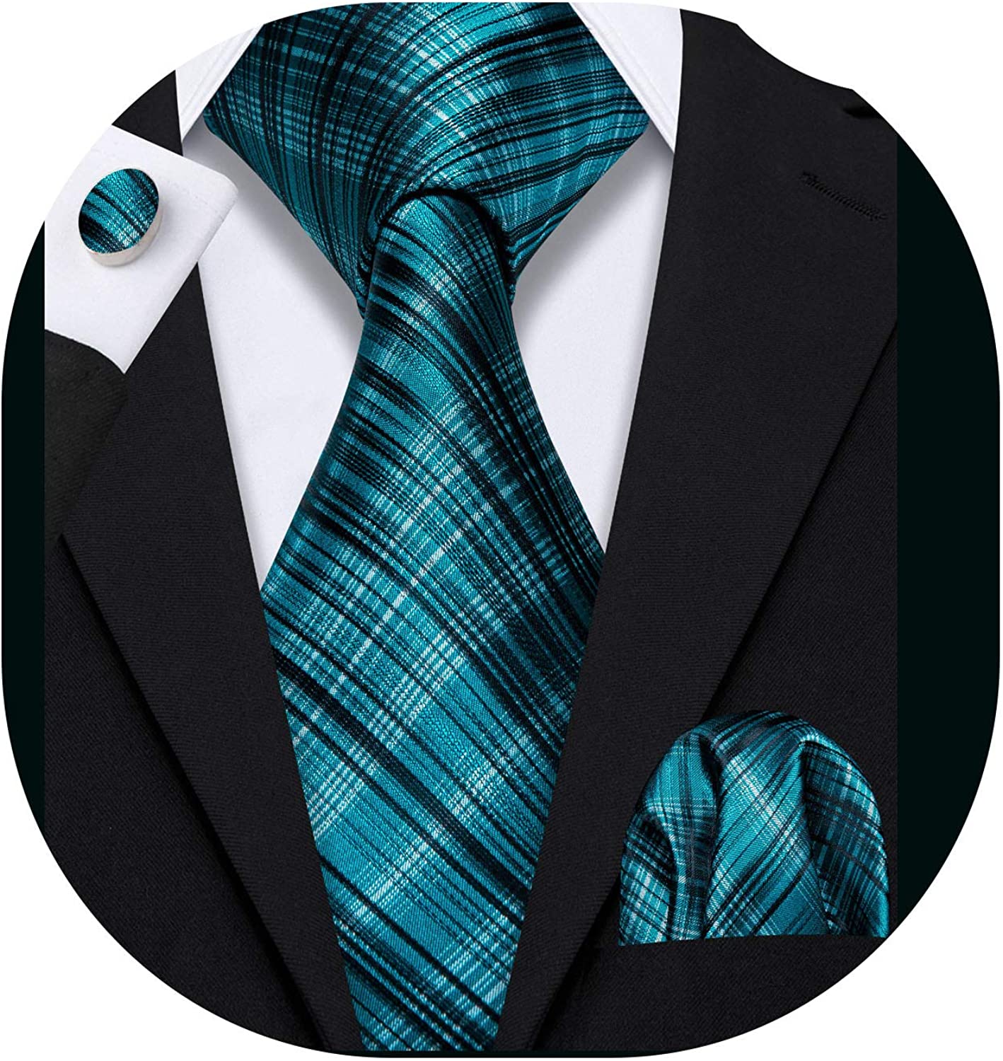 Barry.wang Men's Plaid Check Tie Set