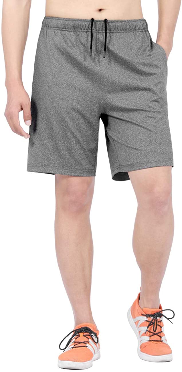 DISHANG Mens Running Athletic Shorts with Zipper Pockets Dry-Fit Workout Shorts 
