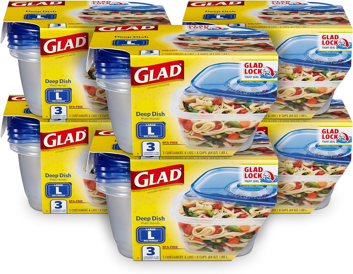 Gladware Big Bowl Food Storage Containers, Large 64oz