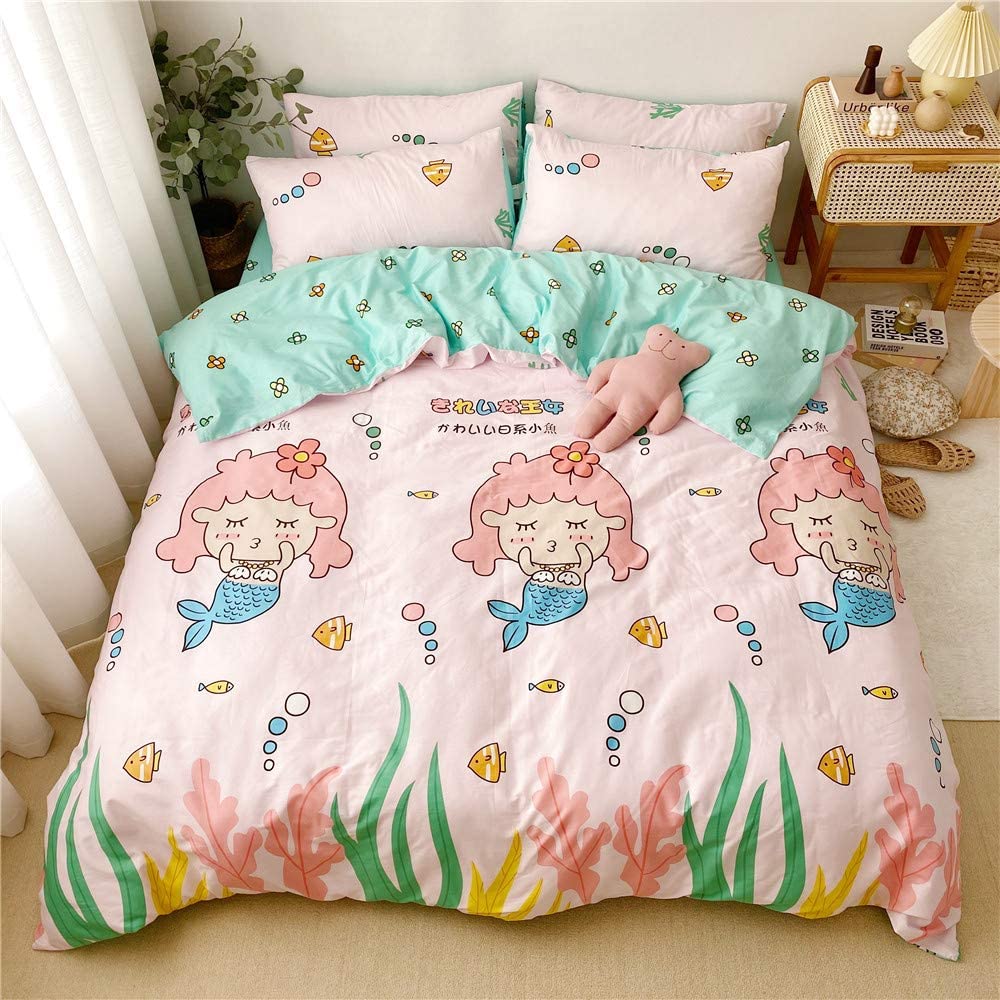 Twin OTOB Lightweight Cotton Twin Duvet Cover Sets for Kids Boys Girls 3 Piece Reversible Plaid Home Textile Geometric Teen Bedding Sets with Pillow Shams