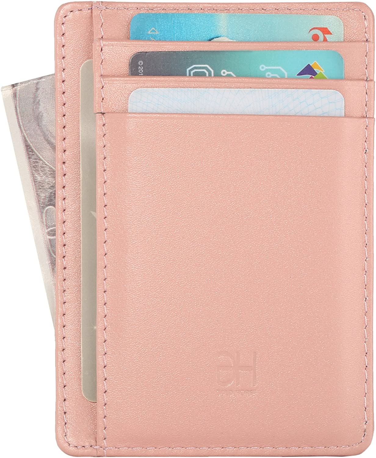 Slim Card Holder Minimalist Leather Front Pocket Wallet for Women