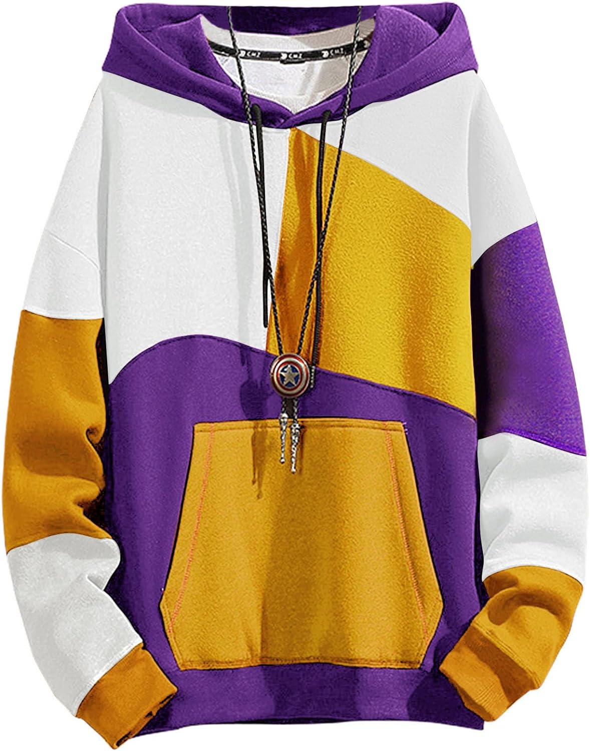 Moshtashio Hoodies for Men Color Block Hoodie with Design Hip Hop Colorful  Hooded Pullover Novelty Sweatshirt at  Men's Clothing store