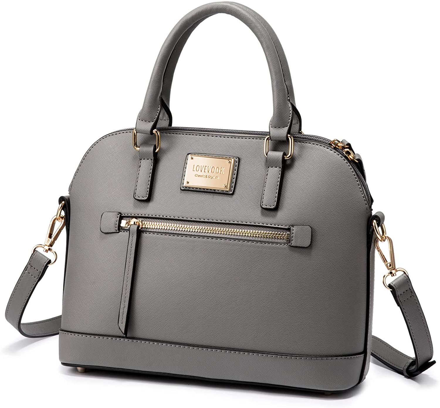 YOUNTASY Top Handle Satchel Handbags for Women Dome Crossbody Purses Shoulder Bag with 3 Zipper Double Compartment 