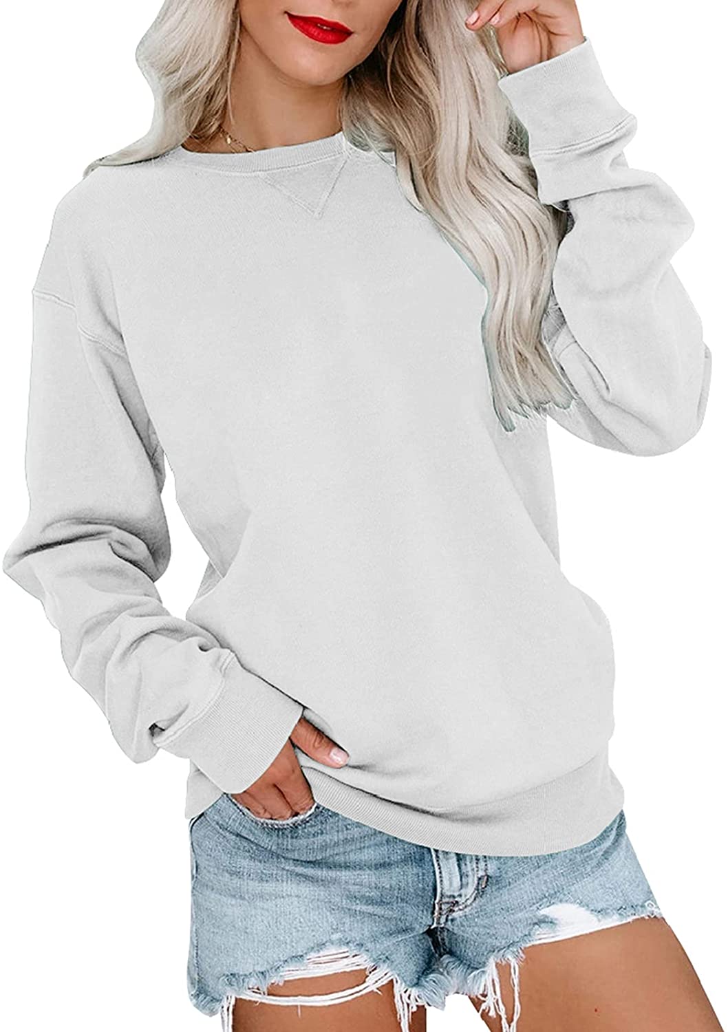 Orchidays Womens Casual Crewneck Sweatshirts Long Sleeve Cute Tunic Tops Loose Fitting Pullovers 
