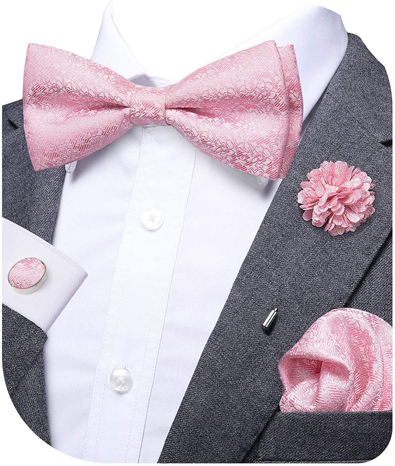 Dubulle Bow Tie and Lapel pin Set with Pocket Square Cufflinks