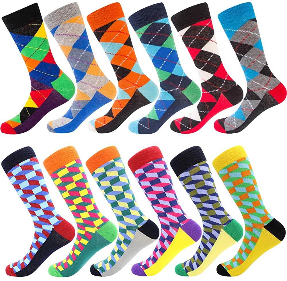 Bonangel Men's Fun Dress Socks-Colorful Funny Novelty Crew Socks Pack,Art Socks 