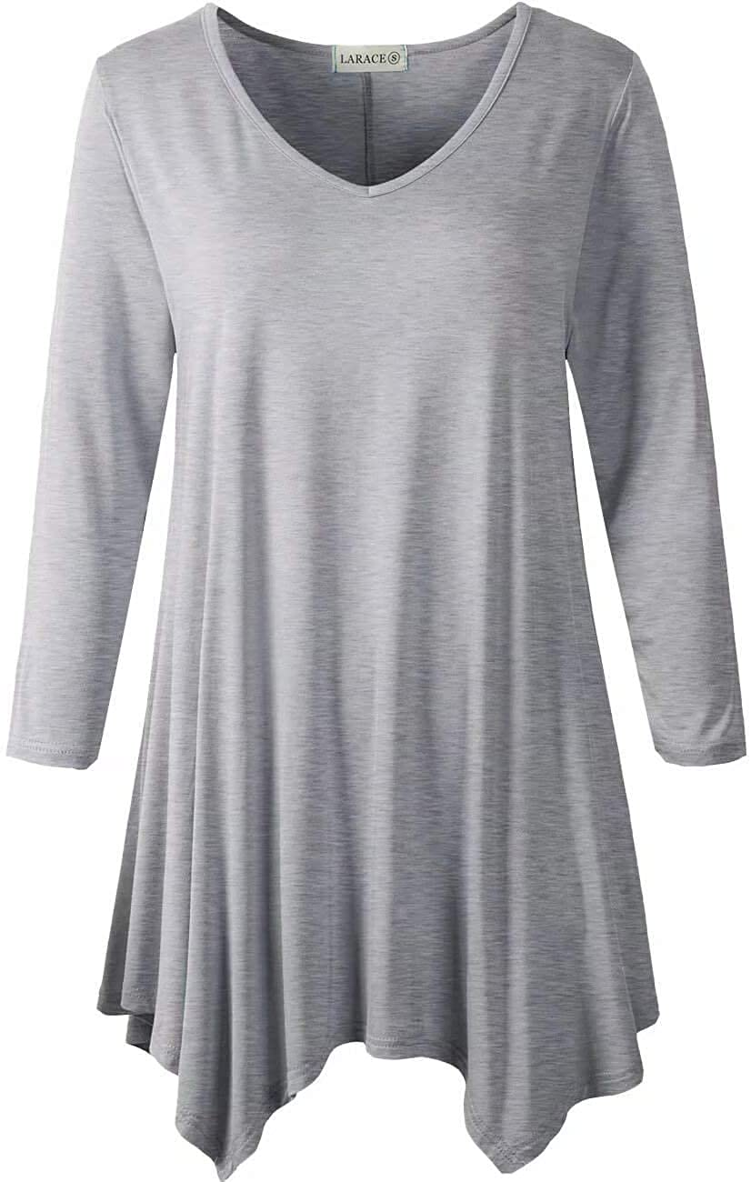 LARACE Plus Size Tops for Women Tunic Asymmetrical Dress Shirts 3/4 Sleeve  V Neck Flowy Ladies Clothes for Leggings Flower42_halloween 2X 