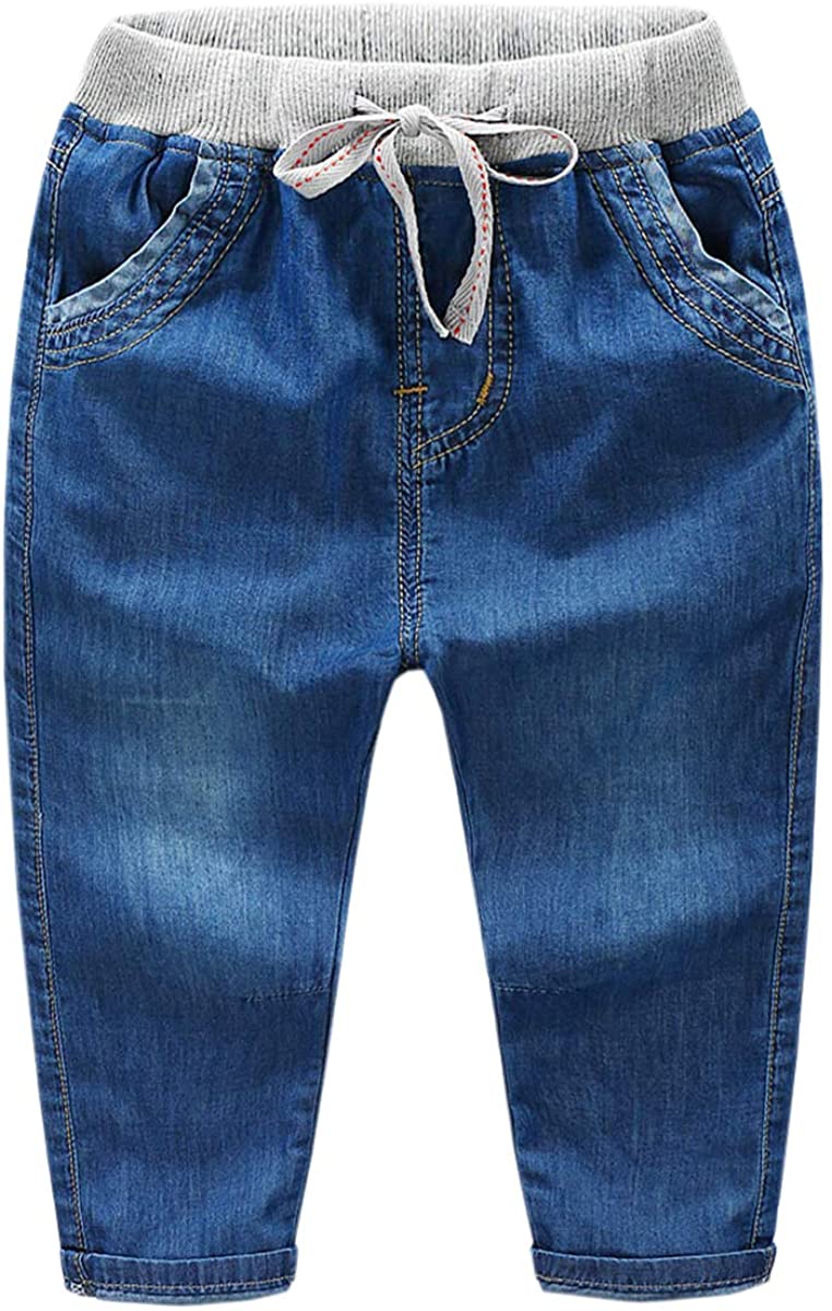 QZH.DUAO EMAOR Unisex Kids Baby Elastic Waist Ripped Holes Denim Pants Jeans & S 