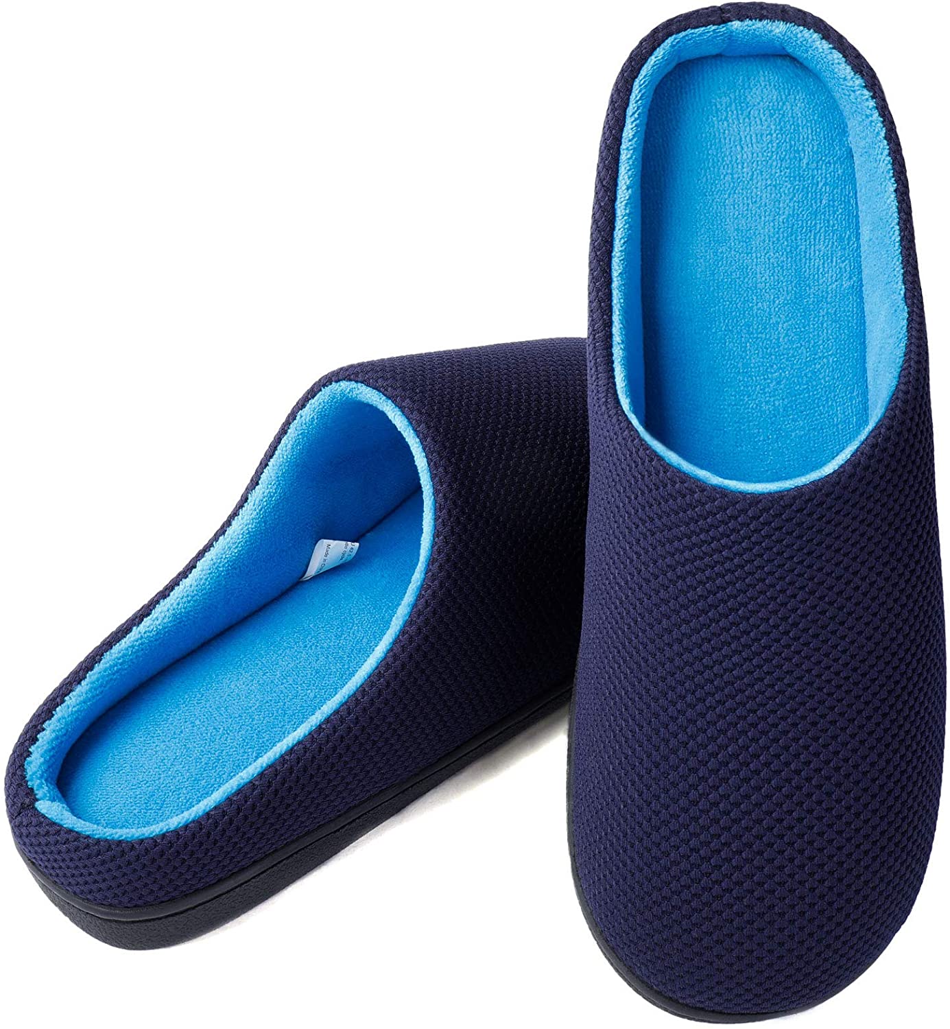 Comfy Memory Foam House Shoes Wishcotton Mens Classic Two-Tone Slippers
